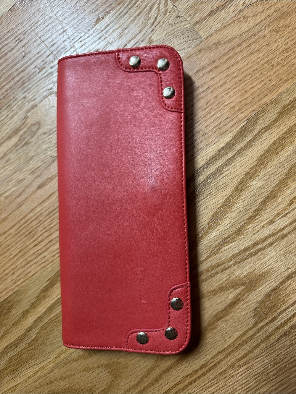 Coral Studded Leather Clutch
